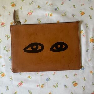 Clare V. Eye Motif Leather Pouch / Clutch